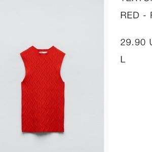 Textured knit top red - Zara
